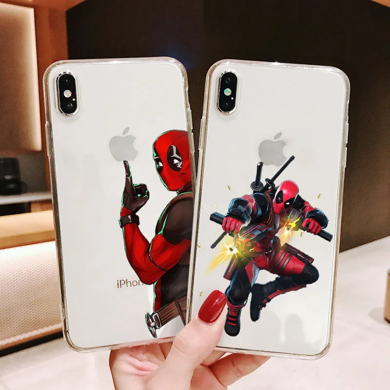 Супер крутой Мягкий силиконовый чехол для телефона Marvel Deadpool Hero Joker iphone X XSMax 8 7 6 Plus 5