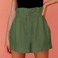 greenwomen shorts solid color wide leg summer loose drawstring pockets short pants for dating