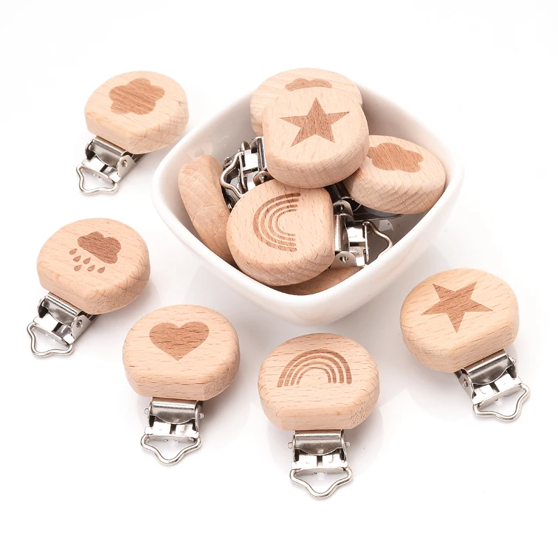 

Safe Becch Wooden Clips Dummy Clip 5Pcs/Lot For Pacifier Clip Unfinished Non-Toxic Nipple Holder DIY Pacifier Clips Chain