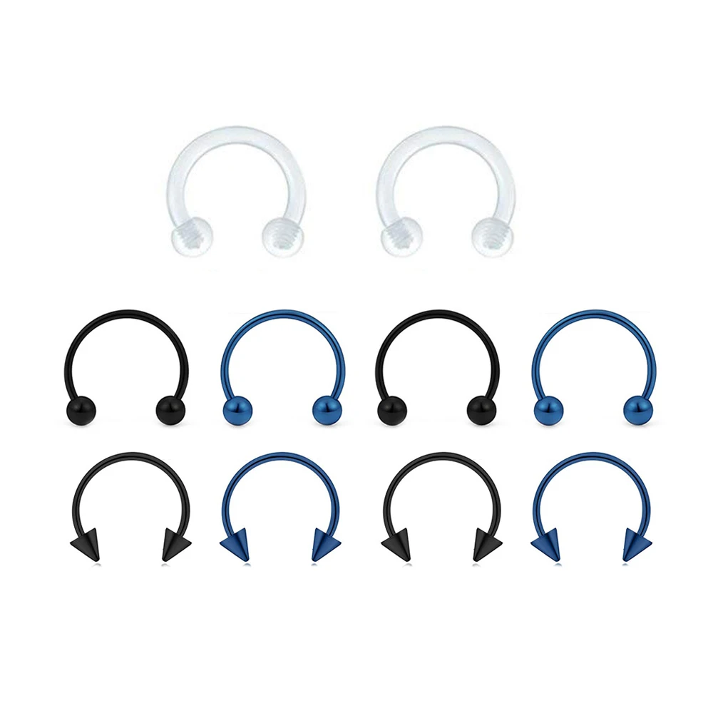 10 шт. 316L хирургические Нержавеющая сталь нос кольцо для пирсинга в форме подковы