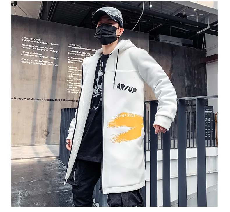 В стиле «хип-хоп» с Шерстяное пальто Для мужчин письмо Модные принты Harajuku ветровка для ночного клуба Пальто Повседневная Верхняя одежда