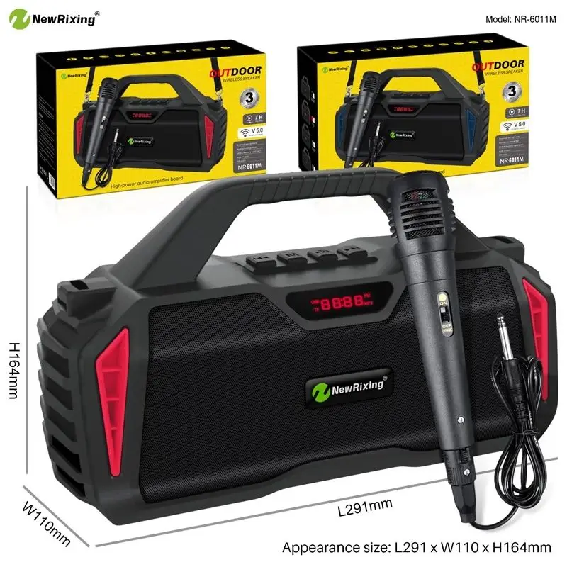 

40W Wireless Portable Bluetooth 5.0 Square Dance Outdoor Boom Box Large Volume Subwoofer Microphone K Song TF Card/U Disk FM