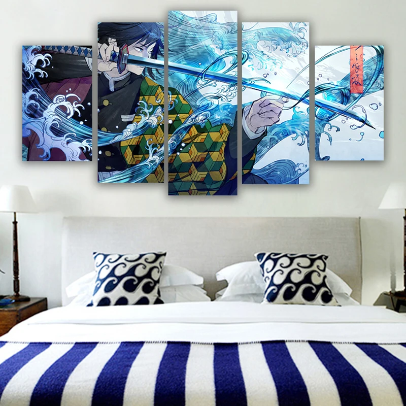 

Art Wall Decor Painting 5 Panels HD Prints Japan Anime Samurai Boy Picture Poster Home Decor Modern Living Bedroom Decoration