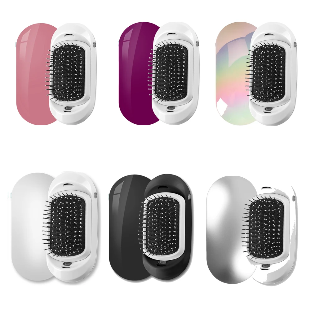 2.0 Fashionic Hair Brush Portable Electric Ionic Hairbrush Vibrating Scalp Massage Comb Double Negative Ions Release Antic-Stati