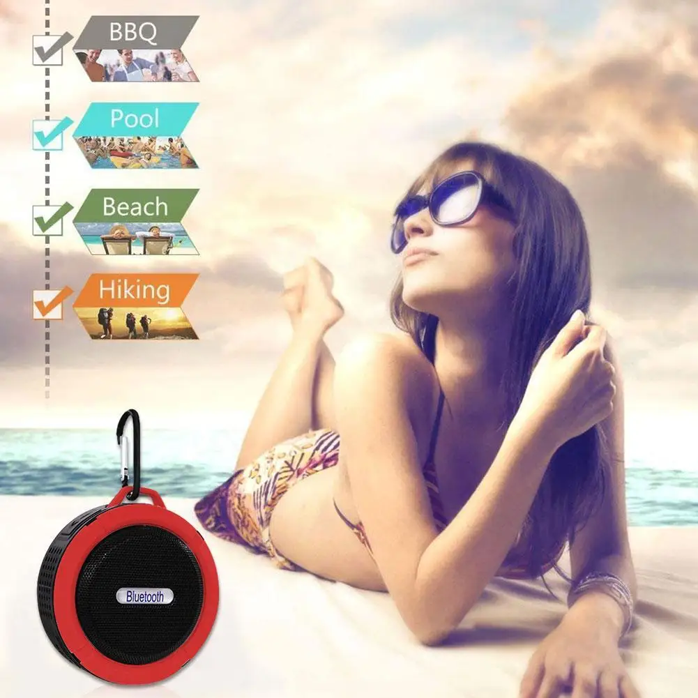 

Bluetooth Outdoor Waterproof Speaker Handsfree Portable Pool Speakerphone Shower Bike Cup Suction with Camping Mic Built-in M5B7