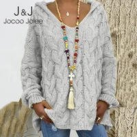 jocoo jolee casual solid hooded pullovers women oversized twist knitted sweater europe style jumpers streetwear womens clothes