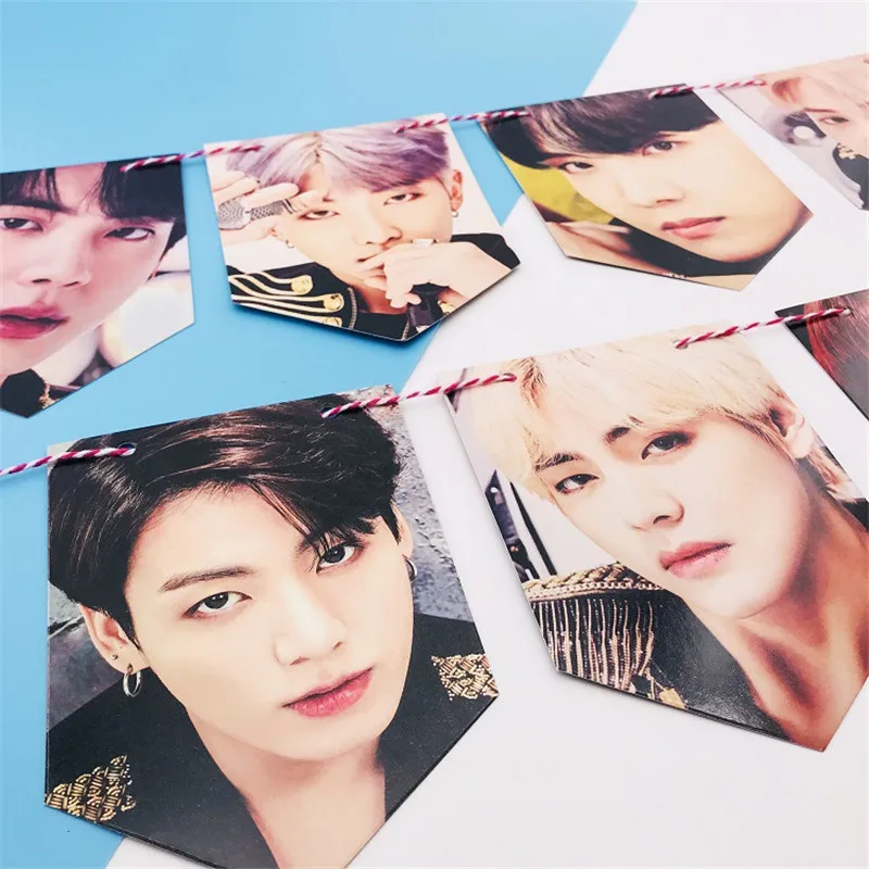 7 шт./компл. Kpop GOT7 Mark Jackson YoungJae Bangtan Boys JK V Suga LOMO подвесной флаг для фото настенная