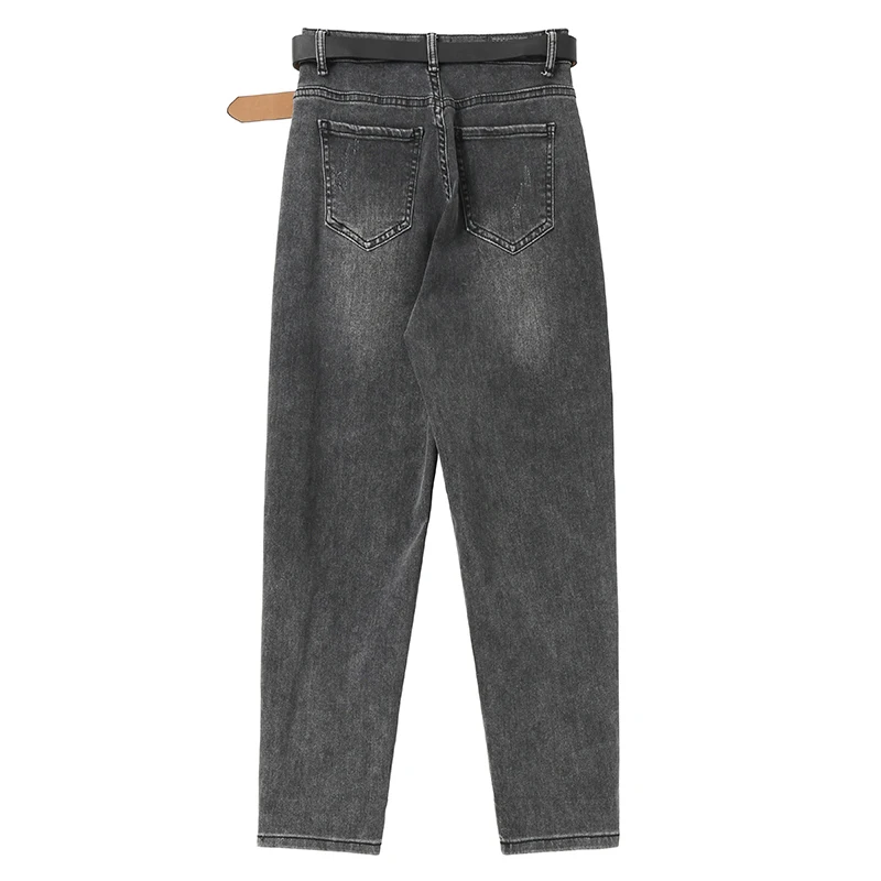 

[EAM] High Waist Blue Straight Cotton Denim Long Trousers New Loose Fit Pants Women Fashion Tide Spring Autumn 2021 1DD5721