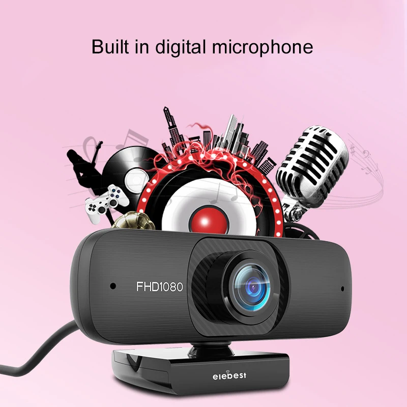 

1080p HD Beauty Autofocus Webcam With Noise Reduction Mic And Lens Cover USB Web Camera For Video Conference EM88