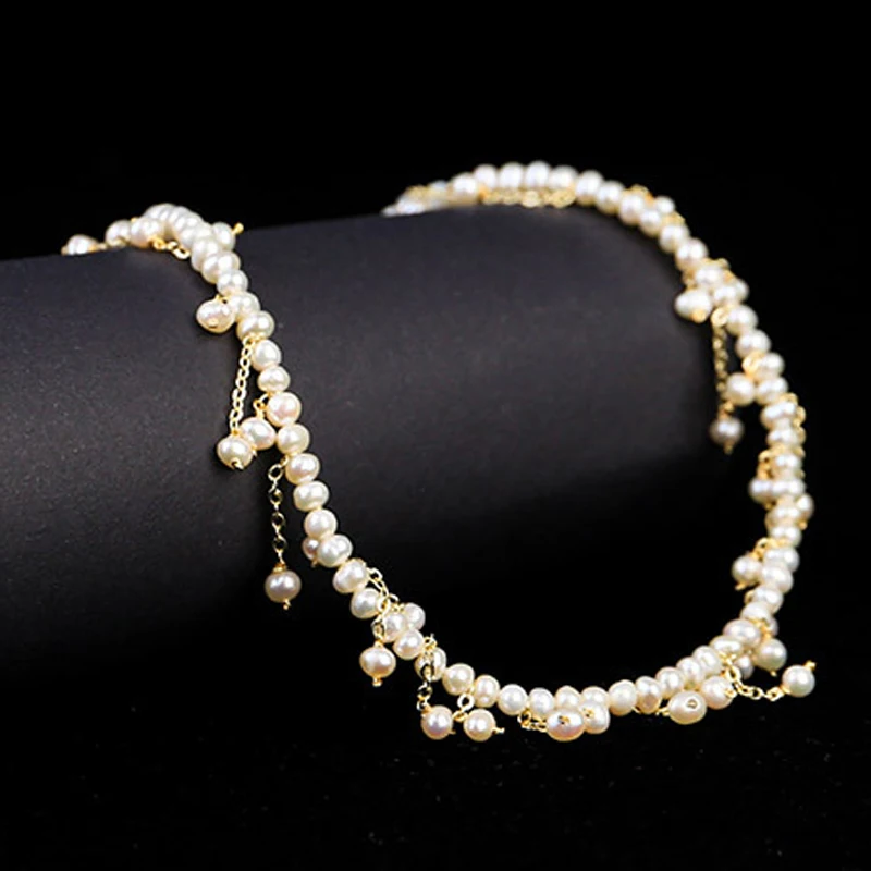 Элегантное ожерелье из натурального пресноводного жемчуга для невесты