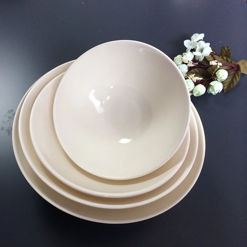 

A5 Melamine Imitation Porcelain Bowl Japanese Ramen Bowl Tapered Ring Striped White Bowl Restaurant Tableware Noodles Soup Bowl