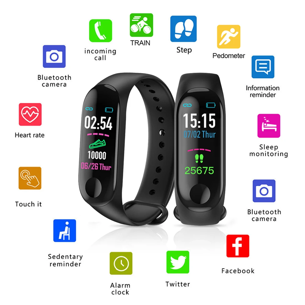 Умный Браслет M3plus умный браслет дополнительный ремень пульсометр фитнес трекер