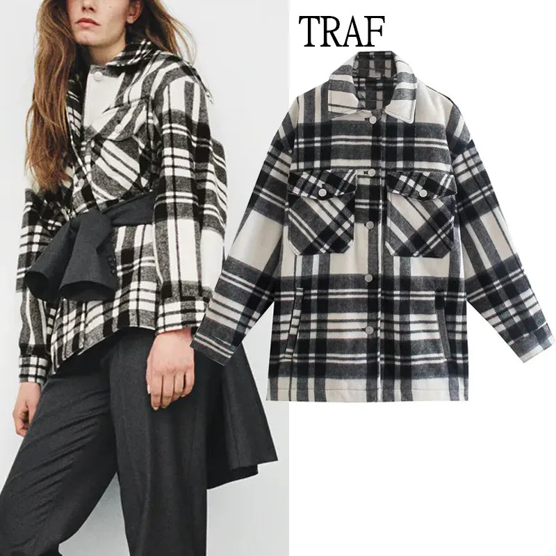 Пиджак женский в клетку с отложным воротником длинным рукавом осень 2021 | Женская