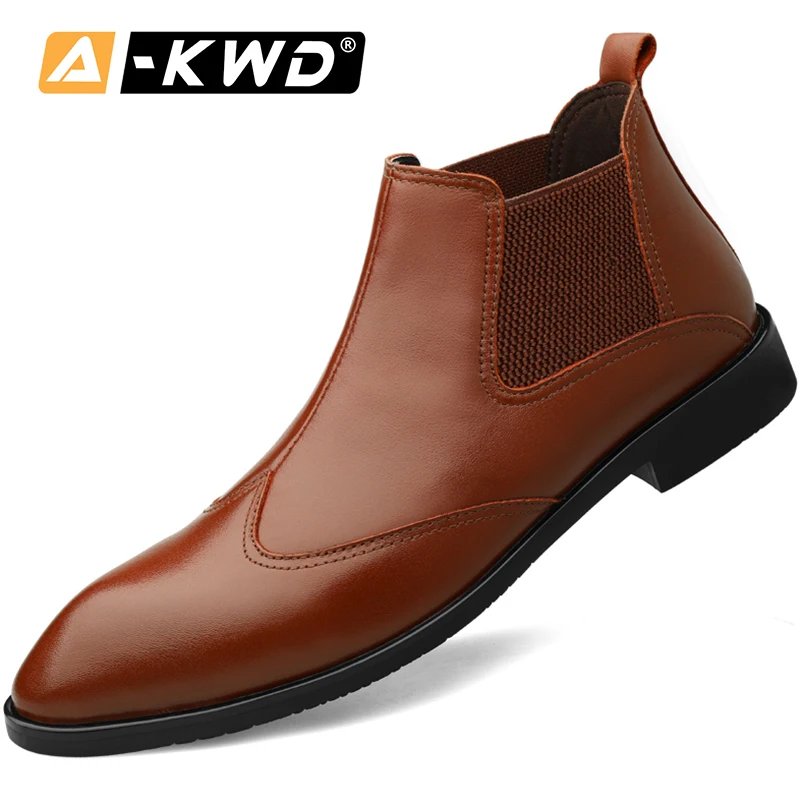 

Fashion Pointed Botas Cowboy Autumn Casual Men Leather Boots High Top Mens Dress Boots Comfortable Ankle Boots Mens Dress Shoes