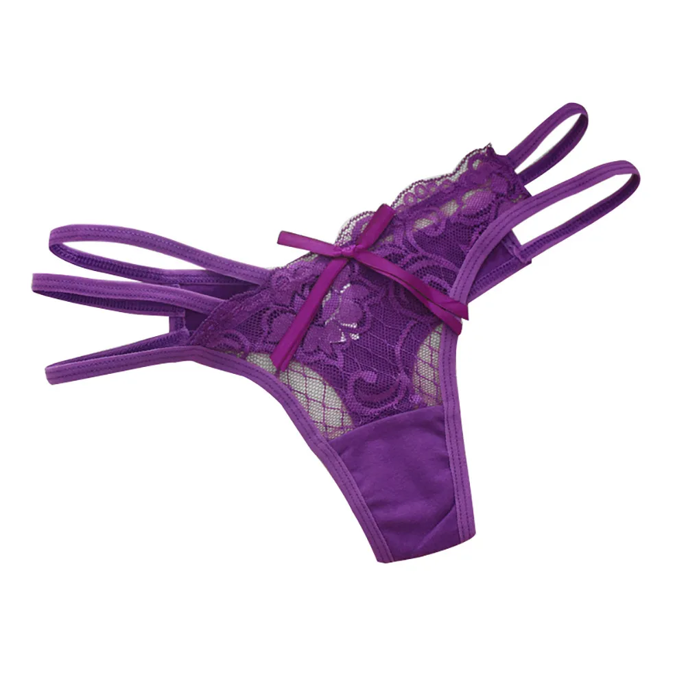 Сексуальное женское Сетчатое Бандажное белье трусики стринги бесшовные с бантом