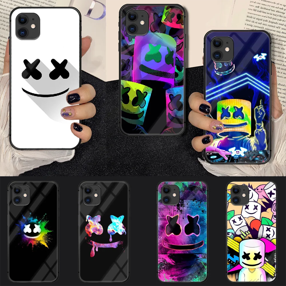 Чехол marshmello из закаленного стекла для IPhone 6 6S 7 8 11 12 X Xr Xs Se 2020 Pro Max Plus Mini|Бамперы| |