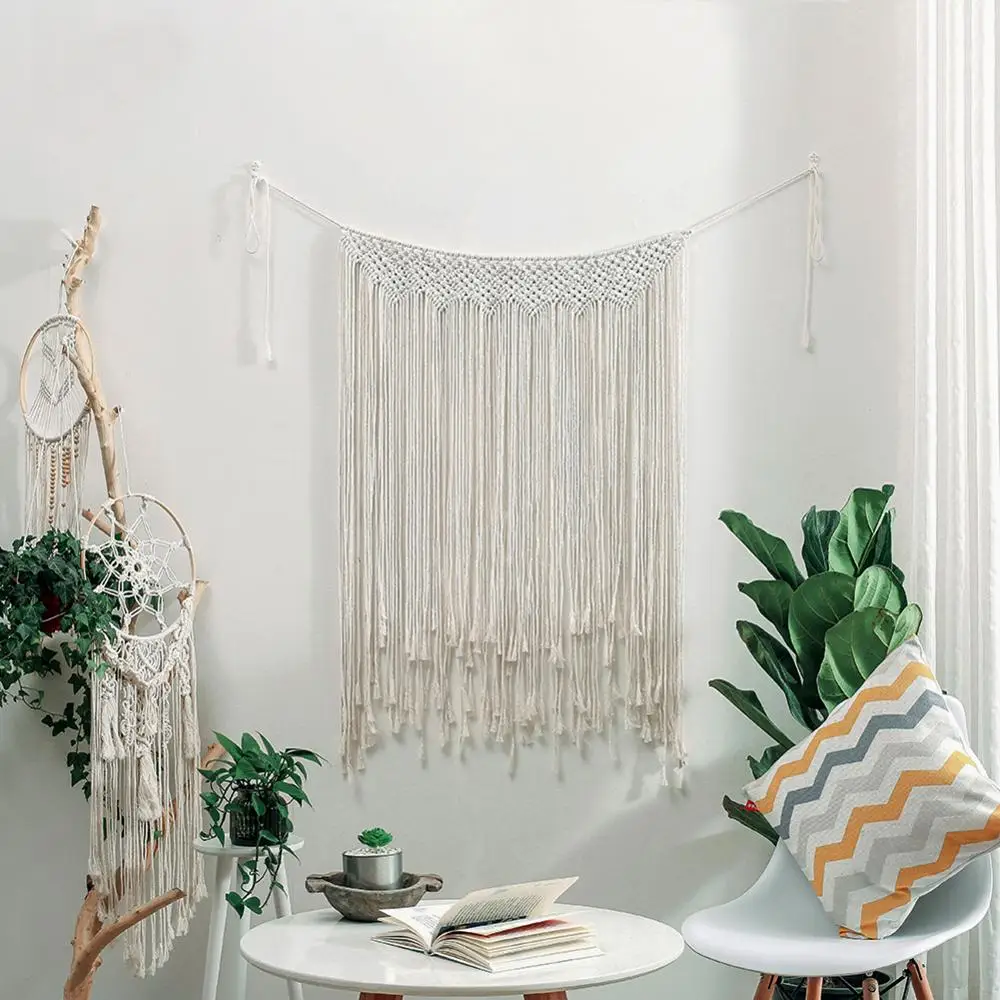 

Macrame Wall Hanging 107 x 75cm Cotton Handmade Woven Wall Tapestry Large Boho Wedding Backdrop Wall Decoration for Living