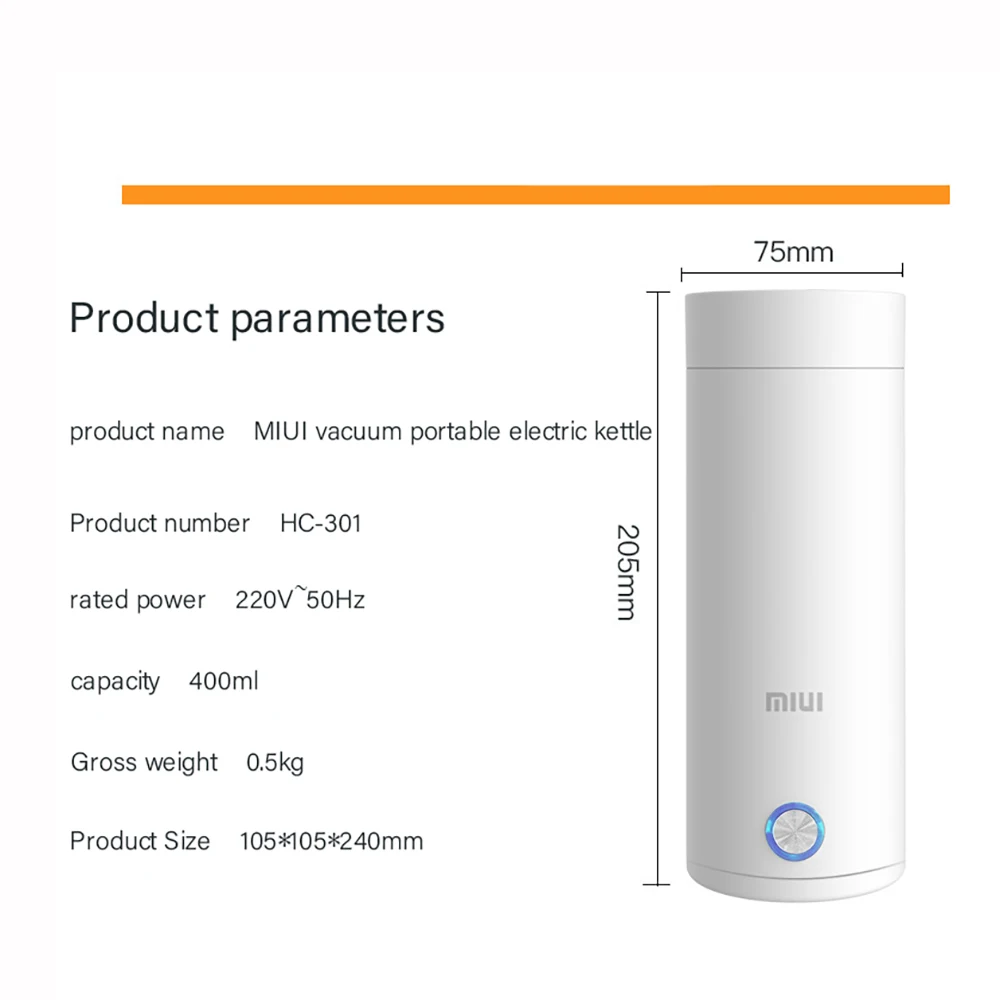Портативный электрический чайник Xiaomi 400 мл перезаряжаемый с теплоизоляцией |