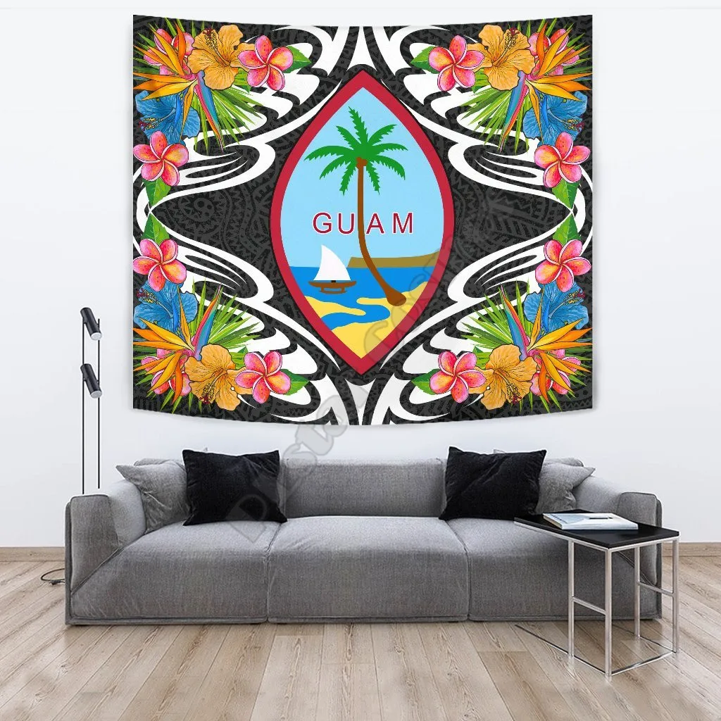 

Guam Tapestrys Tropical Flowers Style 3D Printing Tapestrying Rectangular Home Decor Wall Hanging 02