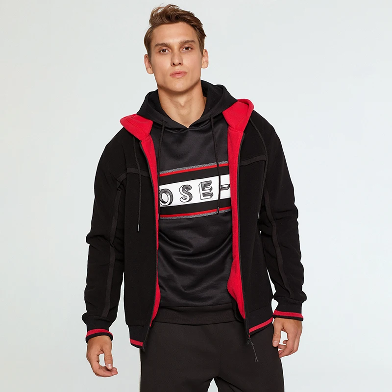 Мужская толстовка с капюшоном Повседневная теплая флисовая на молнии спортивный