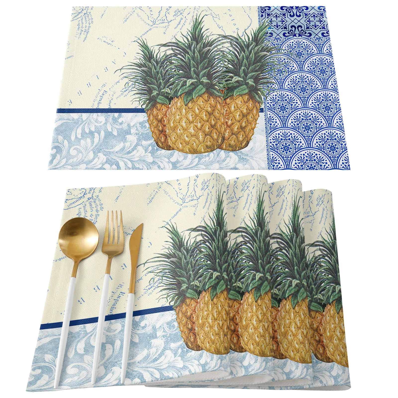 

Map Summer Pineapple Table Mats for Dining Table Kitchen Table Coaster Accessories Modern Home Decor car coaster