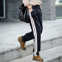 straight jeans womens casual loose 2020 fall side stripes wide leg jeans elegant high waisted jeans baggy women denim jeans