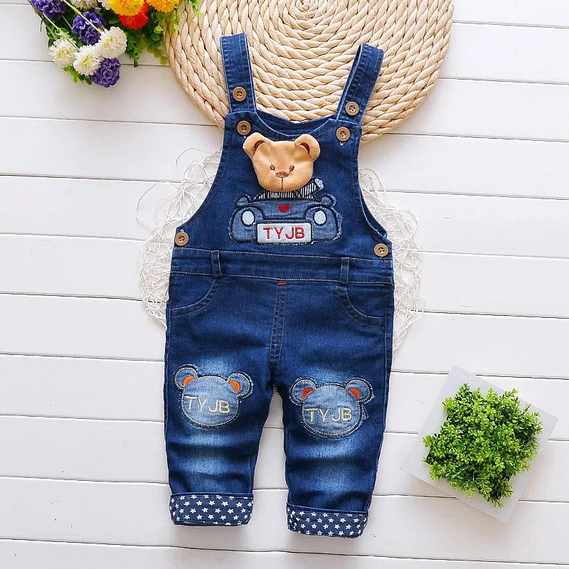

Children Toddler Overalls Baby Suspender Pants Solid Baby Boy Overalls Girls Cartoon Bear Clothing Kids Denim Fabric Pants