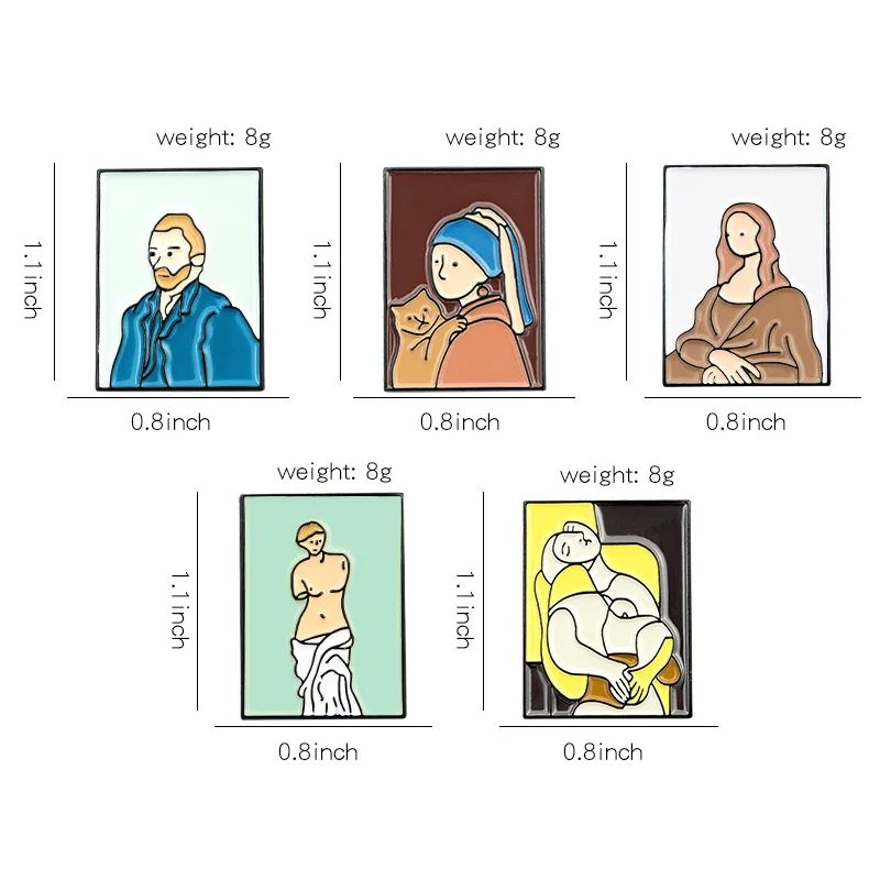 Брошь Мона Лиза Ван Гог с рисунком маслом художественная брошь для одежды