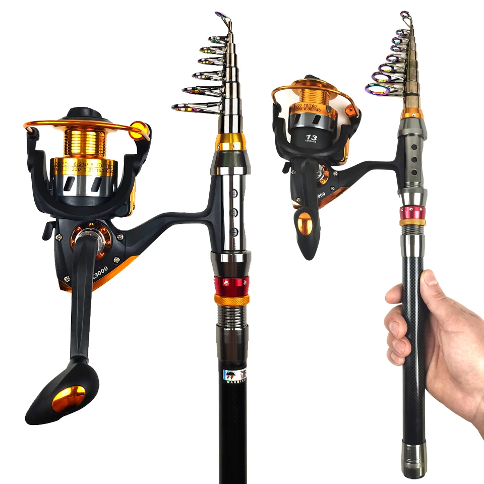 

1.8-3.6m carbon telescopic fishing rod combo spinning reel fishing set Short travel stick carp bass pike feeder rod full kit