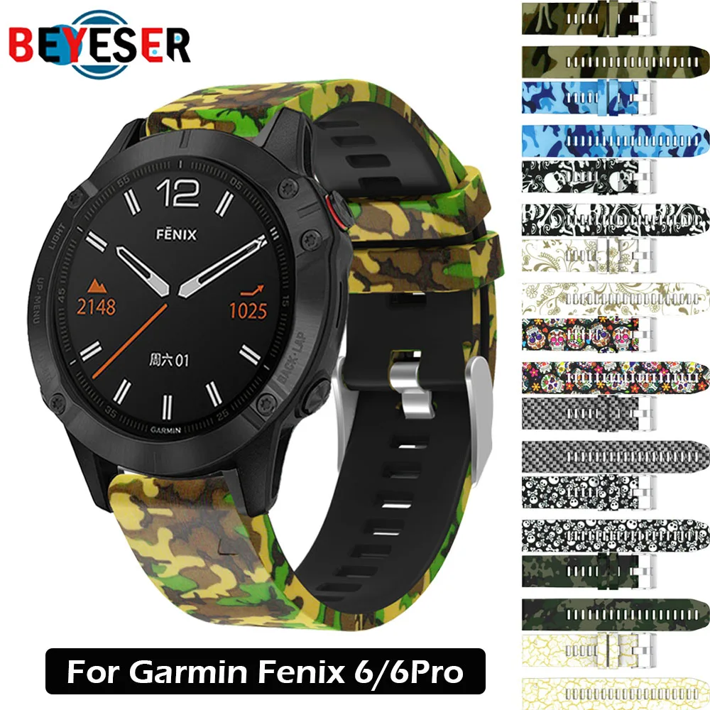 

22mm Wrist Strap For Garmin Fenix 6/6 Pro 5/5 Plus Forerunner 935/945/Approach S60 Quick Release Printed Silicone Watch Band