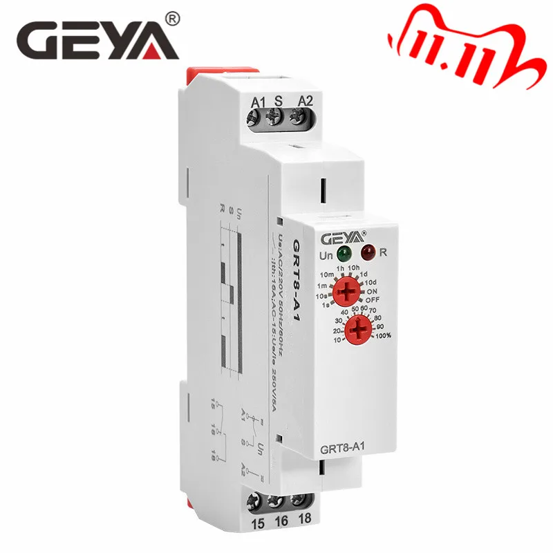 Бесплатная доставка GEYA таймер на реле за запозданиевремени 12V 24V 230V времени din