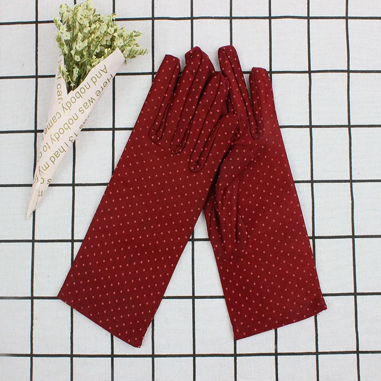 Женские летние перчатки с узором в горошек защита от УФ лучей для езды на