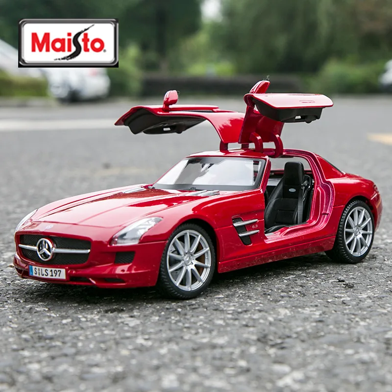 Maisto 1:18 Mercedes-Benz SLS AMG красный автомобиль сплав модель автомобиля Моделирование Украшение автомобиля коллекция подарок игрушка Литье под давлением модель