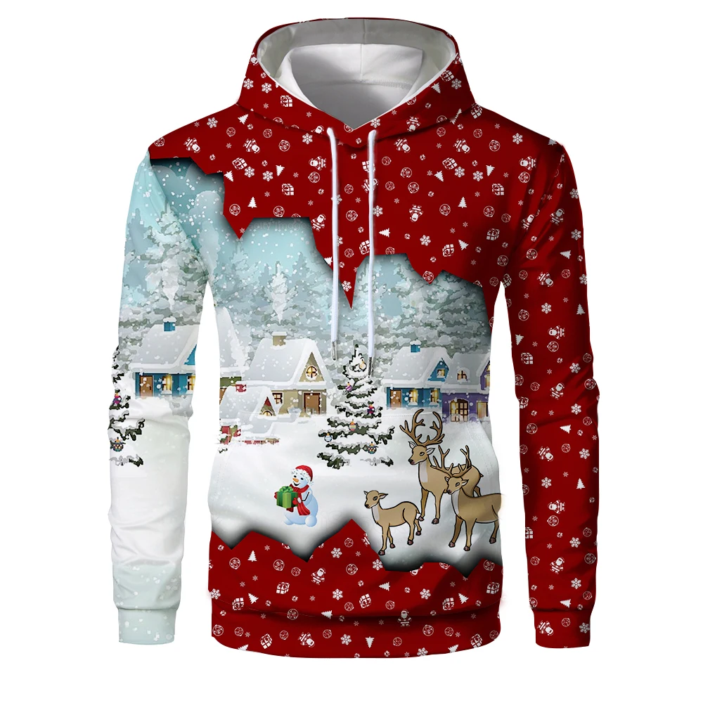 Photo Color Новые рождественские толстовки для мужчин 3D Санта Клаус и снеговик деревья печати мужчин s толстовка с капюшоном в стиле хип-хоп пуловер толстовки для мужчин Hombre - Цвет: Photo Color