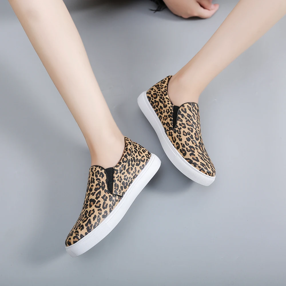 Туфли LAASIMI женские леопардовые модные лоферы без застежки Повседневные балетки