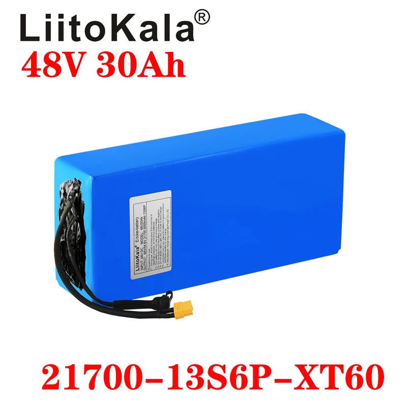 

New LiitoKala 48V 30Ah 21700 5000mah 13S6P Lithium ion battery Scooter Battery 48v 30ah Electric Bike Battery XT60 plug 30A BMS