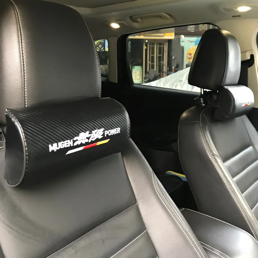 2 шт. Mugen power Black Carbon Fiber лучшая электронная вышивка автомобильное сиденье шеи подушки подголовник для Honda CRV подходит Civic City