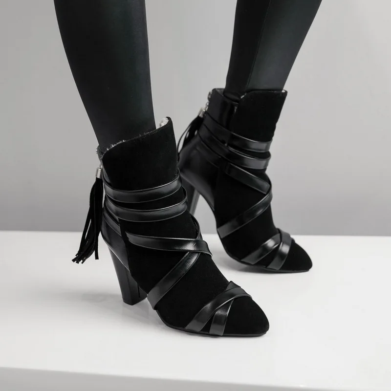 Прочные ботинки Женские осенние ботильоны с квадратным каблуком Повседневные
