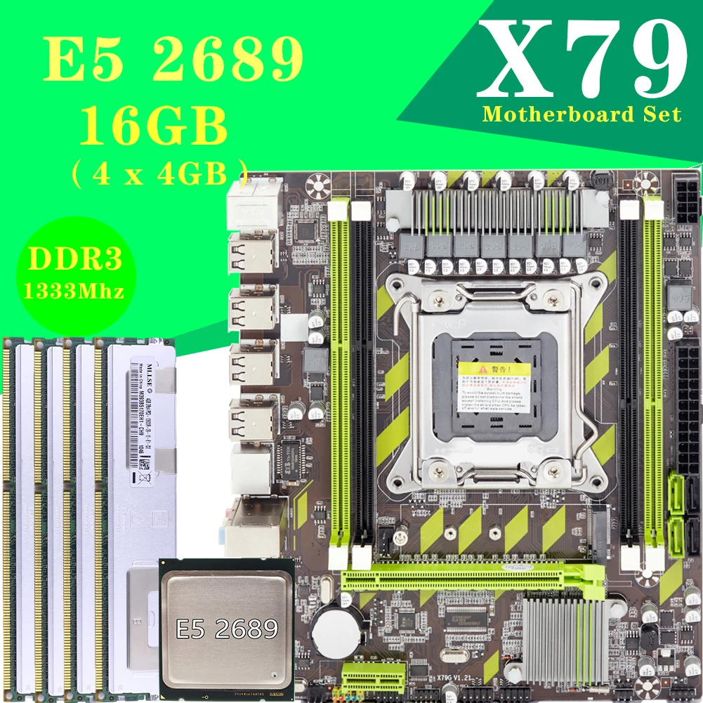 Набор игровой материнской платы X79 LGA 2011 с E5 2689 3 6 ГГц макс. SATA III 16 Гб 1600 МГц PCI E M.2 SSD