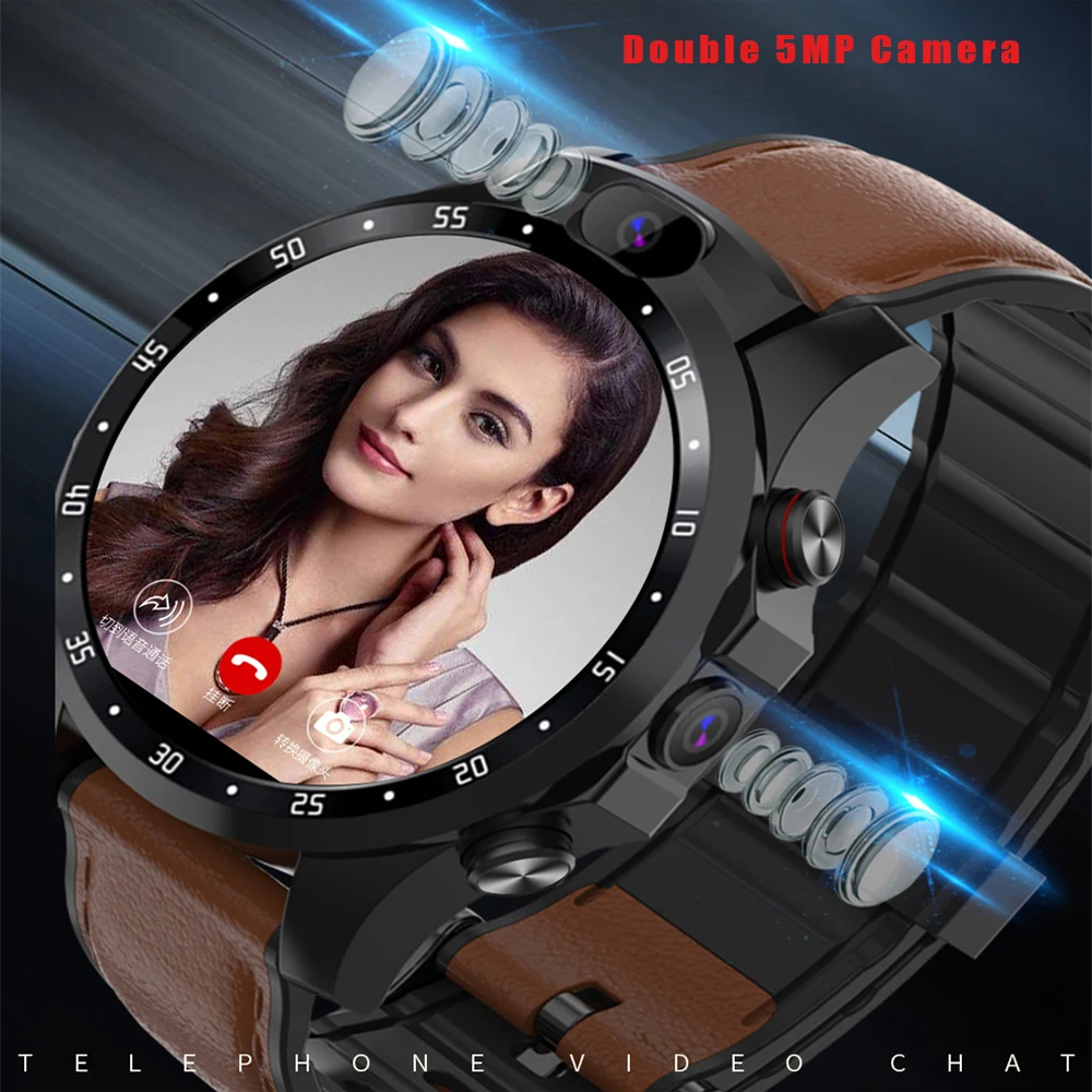 V9A Android 7 1 Смарт-часы с sim-карта 4G 3 ГБ + 32 56 "сенсорный экран двойной 5MP камера