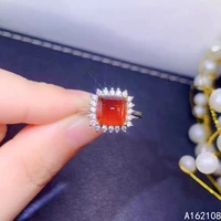 fine jewelry 925 sterling silver inset with natural gem womens luxury popular sugar tower garnet adjustable ring support detect