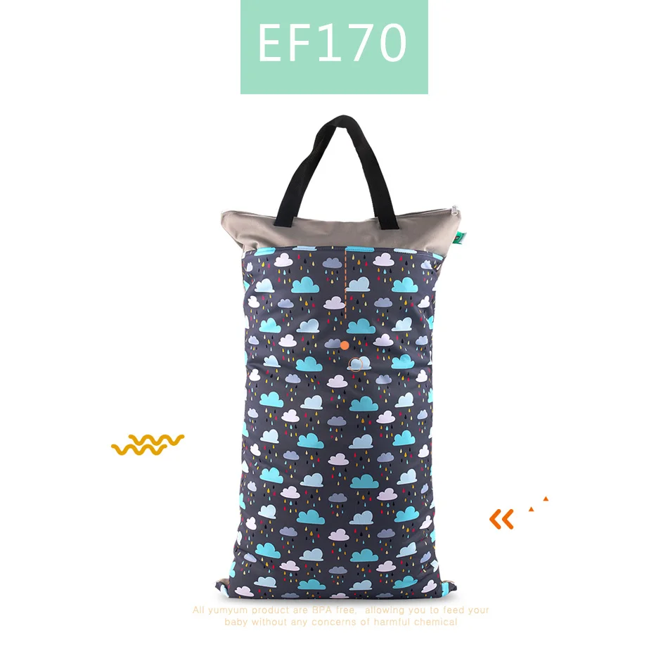 EF170 Elinfant 1 шт. большой висящий влажный/сухой мешок для тканевых подгузников, вкладышей, подгузников, белья с двумя молниями водонепроницаемый мешок для подгузников - Цвет: EF170