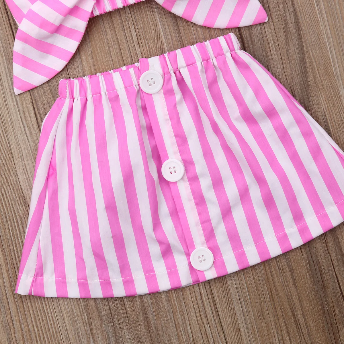 

Baby Girl Clothes Summer Stirped Crop Top Vest+Short Skirt+headband 3pcs Outfits Clothes