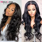 Парик HD на сетке с волнистыми волосами, парик из человеческих волос на сетке спереди, бразильские парики  на сетке спереди, предварительно выщипанные на сетке спереди, волосы Megalook remy