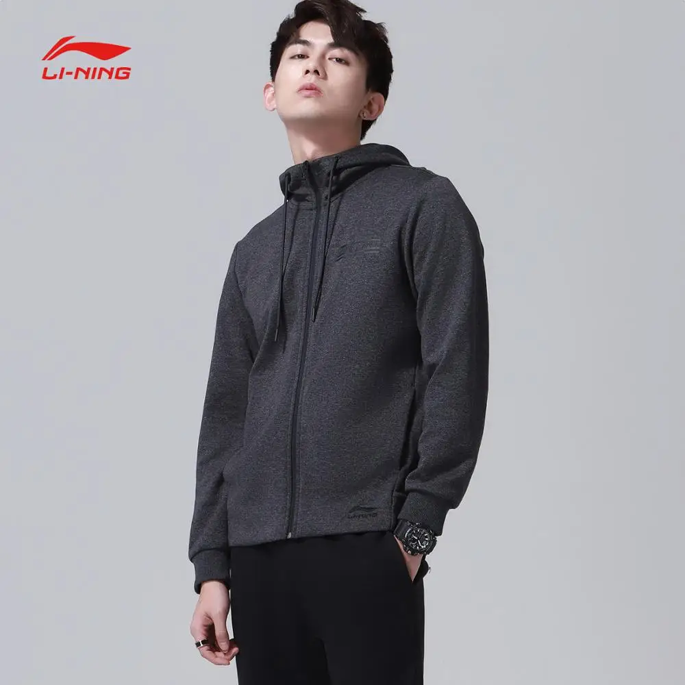 Li-Ning, мужские трендовые куртки, обычная посадка, на молнии, худи, трикотажная, для фитнеса, Удобная подкладка, спортивные толстовки, AWDN687 MWJ2540