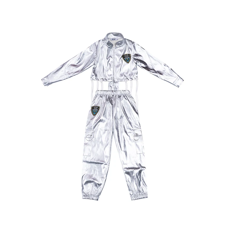 

Jazz Costume Hip Hop Girls Clothing Sliver Top and Sliver Hip Hop Pants For Kids Performance Modern Dancing Clothes XS1068