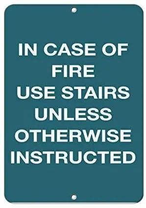 

Tin Sign New Tin Sign Aluminum Retro in Case of Fire Use Stairs Unless Otherwise Instructed Sign 8 X 12 Inch Decor Iron Painting