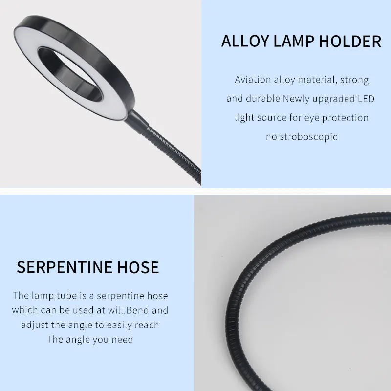 Высококачественная Черная настольная лампа с зажимом осветитель для макияжа