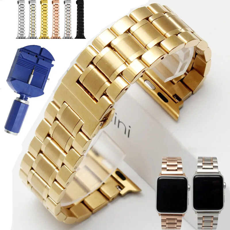 

5Rows Stainless Steel Watch Band For Apple Watch Series 5 4 3 2 40mm 44mm 38mm 42mm Watchband for iWatch with Butterfly Buckle