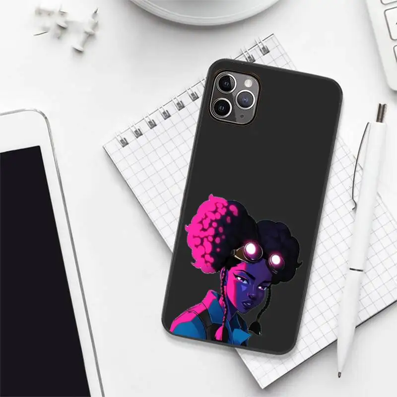 

Afro Girls WomenPhone Case Candy Color for iPhone 6 7 8 11 12 s mini pro X XS XR MAX Plus